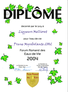 Diplme eau-de-vie de Prune myrobolante 2002